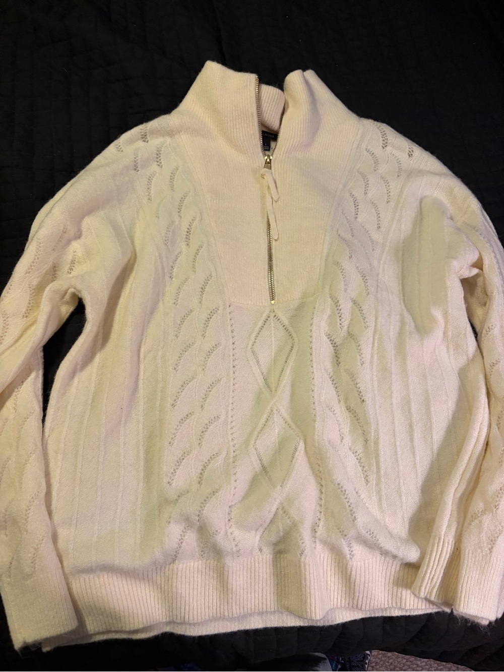 Talbots Half-Zip Cable Knit Sweater - Cream